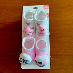 NWT Rising Star Adorable 2Pack Set of Booties/Socks